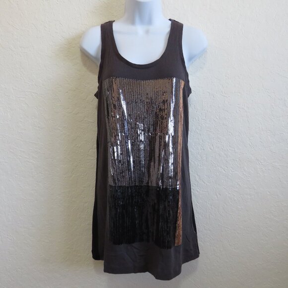 Express* Women's Sleeveless Crew Neck Straight Hem Sequins Tank-Top~‎ Size Small - Picture 1 of 10